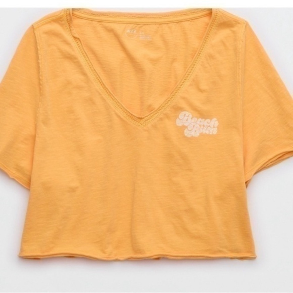 Aerie cropped Orange V-Neck Top